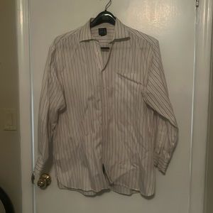 Jos. A. Bank Cream Striped Button Up Shirt